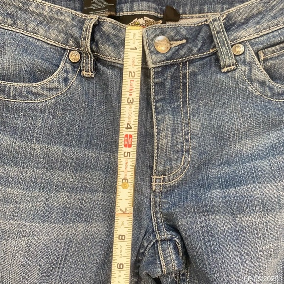 Harley-Davidson Women’s Bootcut Jeans Size 6 Long Medium Wash Stretch Denim - Picture 9 of 11